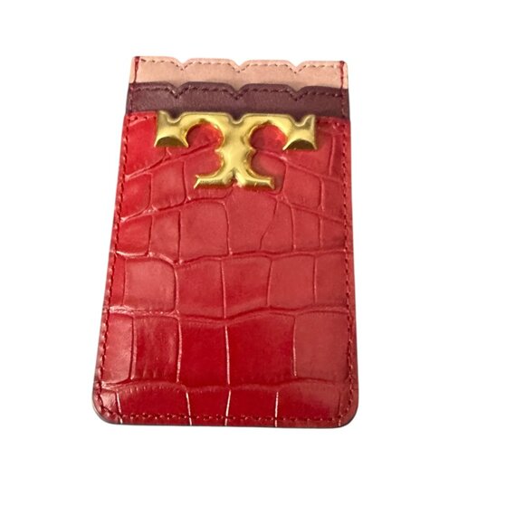 Tory Burch Eleanor Phone Pocket redstone red croc leathern Holds ID Cards NEW - Picture 5 of 6